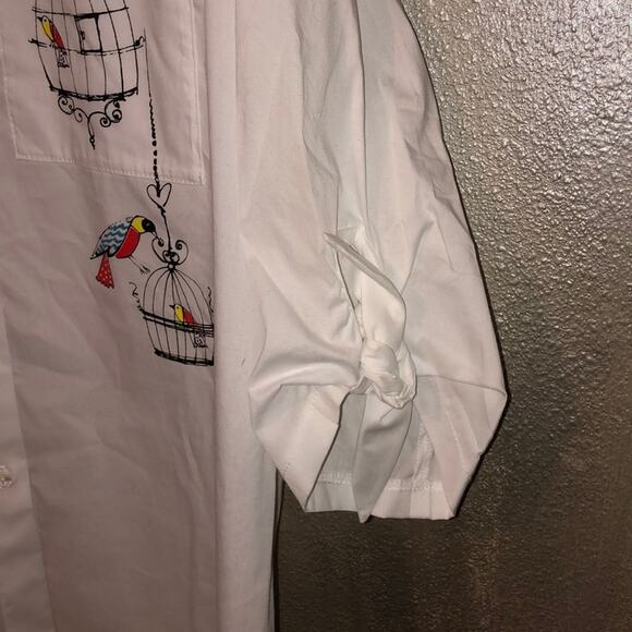 Zoe by Michael Phillips Whimsical Playful Fun White Button Birdcage Top - Picture 4 of 10